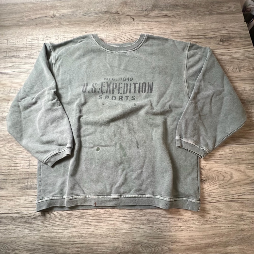 Gap Sweatshirt Mens Medium Olive Green U.S. Expedition Sports Pigment Dyed 90s
